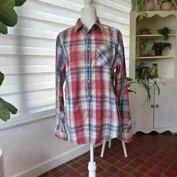 Guess Other - Guess Jeans Men's Clyde Plaid Button Pocket Shirt Long Sleeve Check Blue Size M